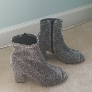 Glitter peep toe booties